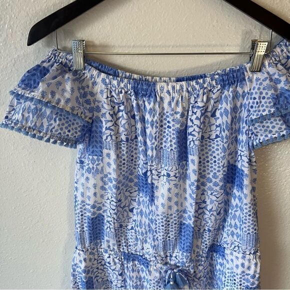 Vineyard vines Painted Patchwork Ruffle Off The Shoulder Romper - Picture 7 of 14